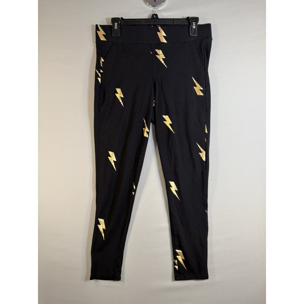 Torrid Women Black Lightning Bolt Print Cotton Stretch Leggings Size 1